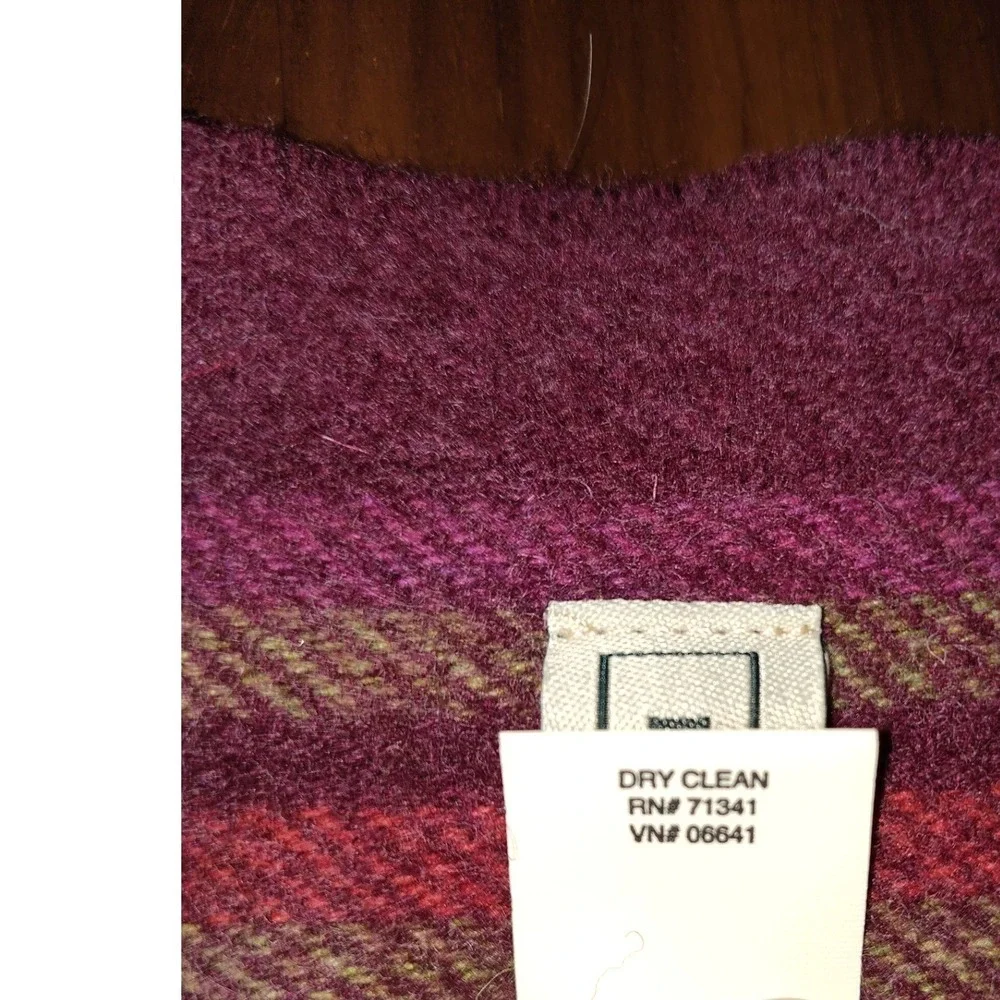 LL Bean Lambswool Plaid Scarf Made in Ireland Purple Pink Orange 0JTT2 OSFA